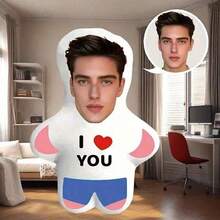 [Customized Product] 1pc Personalized Photo Pillow - 3D Printed Realistic Face And Body Design, Soft Home Decor Pillow, Ideal Gift For Family, Friends And Yourself, Christmas Gift, Thanksgiving Gift, Fall Decor