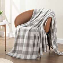 Fleece Throw Blanket For Couch Sofa Bed, Buffalo Plaid Decor Grey And White Checkered Blanket, Cozy Fuzzy Soft Lightweight Warm Blankets For All Seasons - 灰色/白色格子 - 查看 2