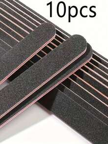 Professional Double-Sided Nail File Set Of 10 Pieces, 100/180 Mesh Black Matte Plate Nail Trimming Tools And Polishing Files, Washable Double-Sided Nail Files, Suitable For Natural And Acrylic Nail DIY Salons - Multicolor - View 1