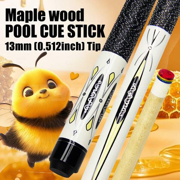 JUZHANG 13mm Tip 1/2 Split Maple Wood Pool Cue Stick With Rainbow Skin Head, Anti-Slip Handle