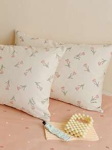 Set de funda nórdica de 2/3 piezas 100% algodón, flor, ropa de cama, funda de edredón súper suave y amigable con la piel, eructo lavado para niños y niñas, estudiante escolar, vestido de dormitorio, Set ebrio con estampado floral y funda tipo peluche, núcleo de acolchado no incluido, apto para camas individuales de rey completo de todos los tamaños, adecuado para todas las estaciones, decoración del hogar, regalo de lavado de la camaT Máquina de limpieza - Rosa - Ver 5