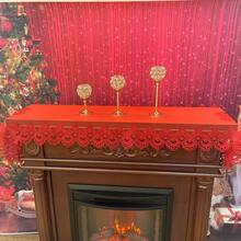 1pc Red Holiday Table Runner, Fireplace Scarf, Chinese Style Wedding Table Runner, Lace Embroidery With Lace Trim Tablecloth, Wedding Tea Table Decor, New Year Tablecloth, Christmas And Other Holiday Decor, Chinese Classical Red Fireplace Scarf, Party, Banquet, Holiday Decoration And Best Gift, Available In Multiple Sizes - Red - View 11