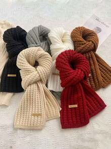 Women's Knitted Scarves - Autumn & Winter, Korean-Style, Versatile, Thickened Warm Shawls, Elegant Ambience, Student Neck Wraps1pcs - Multicolor - View 2