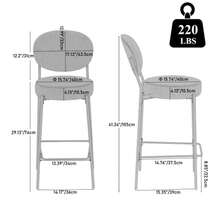 MoolSun 29 Inch Bar Stool Set - Counter Height Stool, Velvet Counter Stool, High Stool With Backrest And Metal Legs, Medieval Modern Bar Chair For Kitchen Island, Dining Room Chair - 灰色 - 查看 6