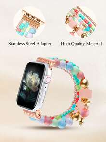 1pc Beaded AppleWatch Band, Exquisite And Fashionable Design, Lightweight And Easy To Match, Available In Sizes Compatible With AppleWatch 38mm/40mm/41mm, 42mm/44mm/45mm/49mm, 42mm For S10, 46mm For S10. - Multicolor - View 4