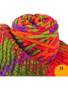1/3pcs Chunky Chenille Yarn For Knitting, 1 Ply Jumbo Ice Yarn Bulk 100g Skeins, Soft DIY Crochet Thread For Blankets, Slippers, Hats, Scarves Handmade Craft Supplies Christmas Gift - Multicolor - View 16
