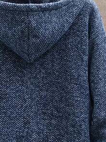 韩版男士全拉链商务/通勤加厚针织开衫毛衣外套，带口袋、保暖内衬和帽子