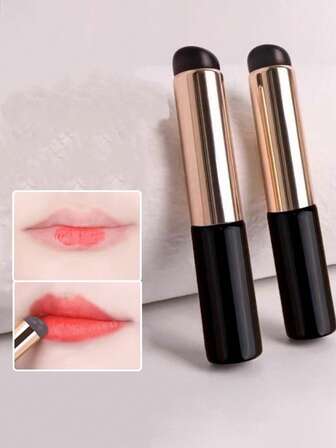 2pcs Black/1pc Rose Red Silicone Lip Brush, Mini Makeup Brushes For Lipstick Application, Concealer, Blending, Portable & Reusable