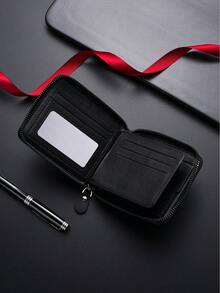 SHABILI New Short Wallet, Popular Men's Zipper Card Holder, Student Coin Purse Wallet - Black - View 3