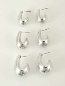 6pcs-12pcs Lightweight Water Drop Design Earrings Set For Women Daily Wear - Large, Medium and Small Teardrop Earrings - View 7