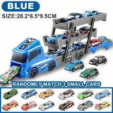 一套变形卡车发射器玩具套装，包含3/6辆迷你小车、可折叠滑梯、可变形设计、ABS材质，儿童派对礼物，生日、圣诞节、复活节礼物，也适合万圣节、圣诞节活动、派对用品