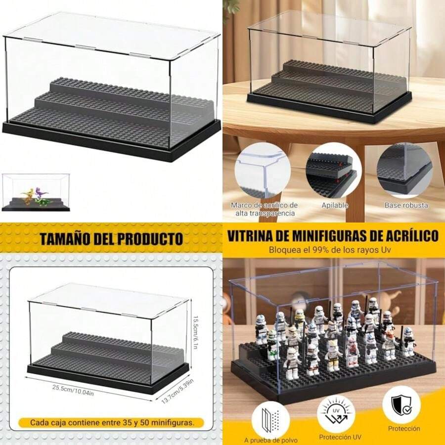 Vitrina Para Bloques De Construcción XiYee Vitrina Acrílica Apilable Para Figuras – Expositor Anti Polvo Para Minifiguras Y Bloques