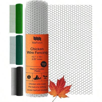 White Plastic Wire Mesh Fence 15.7INx 10FT Roll - Poultry, Dogs, Rabbit, Snake Barrier Gardening - Durable Plastic Chicken Wire Mesh - Versatile Plastic Fencing Netting Solution