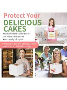 带透明波浪窗口的时尚蛋糕盒,坚固的纸板甜点展示盒,3 种尺寸:8 英寸/10 英寸/12 英寸,适用于圣诞派对甜点桌、节日礼品包装、圣诞纸杯蛋糕、姜饼屋、圣诞树干蛋糕、节日饼干托盘、冬季婚礼甜点、情人节糖果等。 - 彩色 - 查看 7