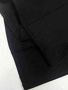 Bộ đồ 2 món thanh lịch dành cho nữ mùa Thu/Đông: Áo khoác cardigan dài tay màu trơn + Đầm midi không tay, màu đen đa năng cho mùa xuân. - màu đen - Xem 7
