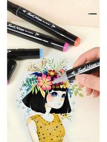 Touch Dual Tip Oil-Based Markers Set 12/80 Colors High Pigment Waterproof Back To School Student Art Supplies With Portable Bag