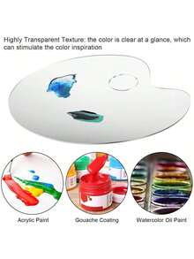 1pc/2pcs Transparent Acrylic Palette, For Watercolor, Oil Painting, Nail Art And Makeup, Non-Stick Easy To Clean Oval Artist Mixing Tray, Suitable For Acrylic And Oil Paint, Crafts, Back To School