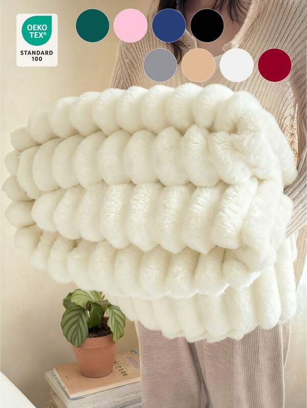 1 pieza Manta de franela - Manta suave y rústica, a rayas, de estilo de lujo, fácil de cuidar, ligera y versátil, disponible en varios colores y tamaños, manta para el invierno, apta para todas las estaciones, manta multiusos, manta para sofá y cama, decoración para fiestas navideñas, lavable a máquina, 280GSM