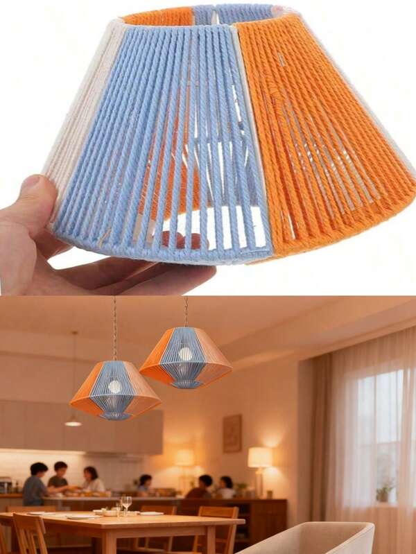 1 pieza Pantalla de lámpara de ratán tejida a mano, pantalla de lámpara de estilo bohemio con diseño de diamante tejido, pantalla de lámpara vintage tejida, iluminación de decoración de granja, pantalla de lámpara decorativa, adecuada para el hogar, sala de estar, dormitorio, cocina, pasillo, cafetería, restaurante, bar de música, exterior, baño, vacaciones, Navidad, casa de huéspedes, hotel, regalo