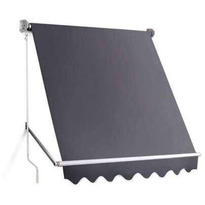 Outdoor Blinds, 1.8x 2.1m Privacy Screen Window Blind Retractable Pivot Arm Awning Canopy Shade Waterproof Gazebo Awnings Home Patio, With Mounting Bracket Hand Crank