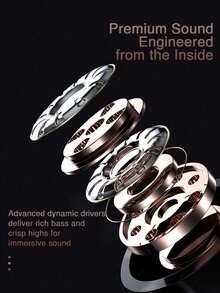 Auriculares inalámbricos verdaderos con pantalla LED dual. Diseño de metal elegante, larga duración de la batería y ajuste . - Negro - Ver 6