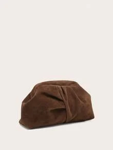 Women's Clutch Wallet With Suede Ruched Cloud Pattern Design, Large Capacity And Multifunctional, Fashion Minimalist Style, Suitable For Shopping And Outings - Coffee - View 2