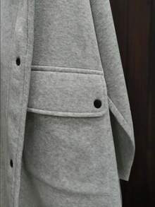 Women's Fashion Casual Plain Pocket Front Button Hooded Coat, Everyday Wear