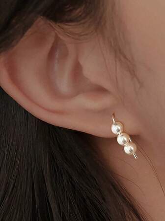 3 Doğal Tatlı Su İncisi ile 1 Çift Gümüş Küpe, Lüks Damla Tasarım, Temmuz Doğum Taşı, Kadın Moda Takıları, Günlük Kullanım ve Hediye İçin Uygun, Her Mevsim Aksesuarı