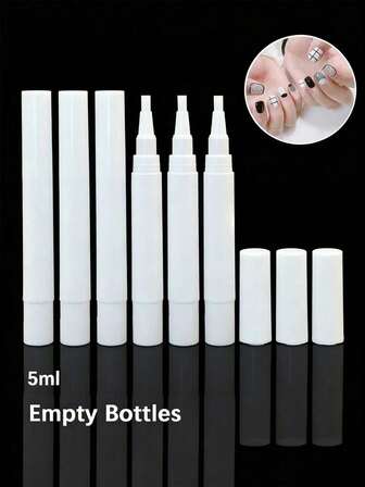 5ml White Reusable Twist Pen Applicator – Empty Nail Oil Pen With Brush Tip, Lip Gloss Tube & Eyelash Growth Serum Applicator; Leak-Proof Precision Car Touch-Up Paint Pen, Portable Refillable Design For Women, Beauty Enthusiasts & Nail/Eyelash Technicians,Travel, Salon & Daily Use,Lightweight Multipurpose Applicator Gift,Christmas Gift