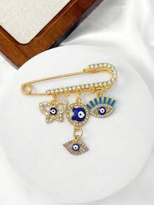 Rhinestone Devil's Eye Brooch With Gratitude Card Elegant Deep Blue Eye Brooch, Suitable For Waist Sweaters, Luxury Accessory - Multicolor - View 10