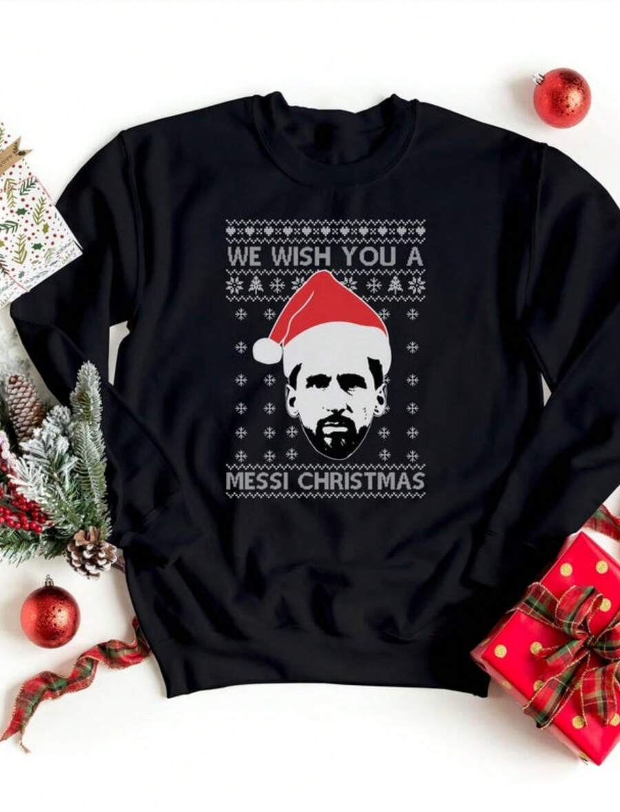 Christmas Sweahirt, Lovers Christmas Sweahirt, Wish You A Christmas, Funny Xma - màu đen - Xem 1