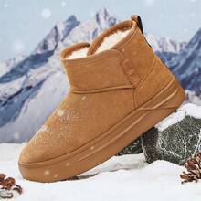 秋冬季黑色中帮保暖休闲户外套脚雪地靴，带保暖内衬，防滑且用途广泛 - 卡其色 - 查看 2