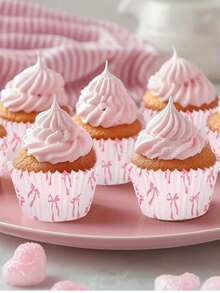 50PCS Mini Pink Bow Cupcake, A Special Container For Snow Seducers, A Sweet Element For Valentine's Day Dinner Tables - Multicolor - View 3