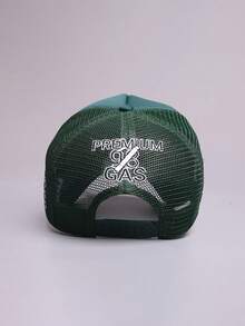 1 pieza Gorra de utilidad de estilo urbano para hombres, gorra de malla vintage con bordado de letras "GASSERVICE" americana - A - Ver 5