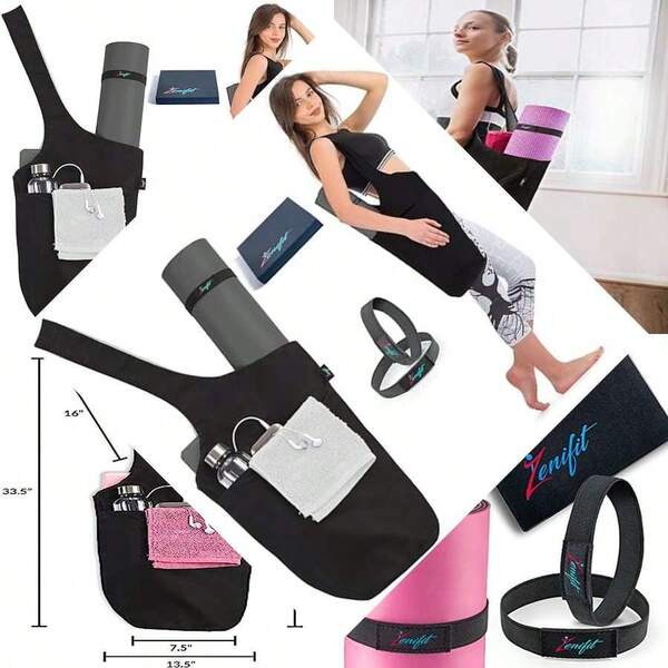 Zenifit Yoga Mat Bag - Holds Mat & Accessories, Lightweight Durable With Mat Straps & Storage Pockets (Versatile Yoga Bag)