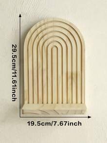 1pc Wooden Boho Style Wave Pattern Wall Hanging Shelf, Can Be Used As Storage Organizer, Display Rack For Candles, Decorations, Home Decor - Apricot - View 5