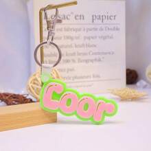 1pc Customized Acrylic Letter Name Keychain, Personalized Double-Layer Glitter Keychain, Colorful Backpack Pendant, Suitable For Bags, Water Bottles, Perfect Birthday Gift For Women And Family, Decorative Keychain, Fun Design, Charming Accessory, Cute Keychain - Steel Keychain + White Button - View 37