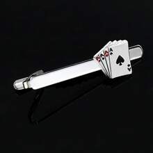 Fun Tie Clips For Men Unique Silver Black Gold Cute Poker Pearl Rose Airplane Tie Bar Clip Party Wedding Holiday Novelty Jewelry With Box - Multicolor - View 4