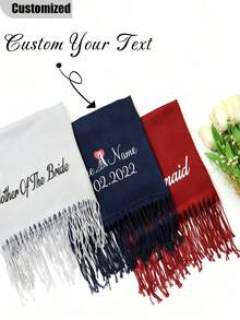 1pc Customized Name Scarf, Women's Personalized Shawl, Shawl With Printed Name, Letter Combination Scarf, Elegant Scarf, Printed Shawl, Customized Text, Personalized Gift, Soft & Comfortable Shawl, Extra Large Scarf, Evening Dress Shawl - Multicolor - View 5