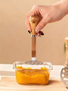 1pc Stainless Steel Potato Masher, Vertical Multi-Function Manual Potato Masher, Household Kitchen Tool - Multicolor - View 5