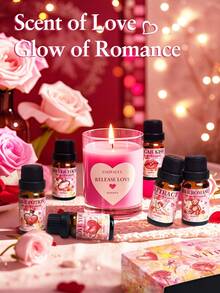 EMBRACEX. 6pcs/Set 10ml Heart-Shaped Essential Oils, Valentine's Day Gifts, Women's Candles, Vanilla, Cherry, Coconut Fragrance, Car Air Freshener, Aromatherapy Oils, Rattan Diffuser, Room Deodorizer, Car Fragrance Oils, "I Love You", "Amber Romance", "Forever Love", "Sweet Kiss", "Love Potion", Holiday Essential - Gift - 查看 3