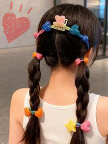 1/5 Random Dopamine Star Round Hair Loop, Compact Slouchy Hair Rope, Brightly Colored Macaron Hair Loop, Colorful Hair Rope, Bead Hair Loop, Candy Colored Polka Dot Hair Loop, High Elasticity Ponytail Hair Loop, Hair Accessory, Sturdy And Durable, Suitable For Daily Use, Random Color, Ladies' Gift, Hair Loop