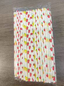 100 قطعة/عبوة 9 نمط متعدد الألوان قش ورقي بنمط الفاكهة 6*197 مم - تفاح/كرز/ليمون/بطيخ/فراولة/أناناس | طراز صيفي، مناسب لحفلات هاواي والشاطئ والتجمعات والبارات والمطابخ المنزلية. ديكورات عيد الميلاد