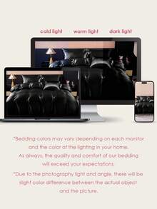 2/3pcs Luxury Satin Bedding Set, Soft & Breathable, Wrinkle-Resistant, Improve Sleep Quality, Hotel Style, Gift For Parents & Friends, Includes 1 Duvet Cover & 1/2 Pillowcases, Luxurious Silk Material, Fits Twin, Full, Queen, King Beds, Oeko-Tex Certified, Black - Black - View 10