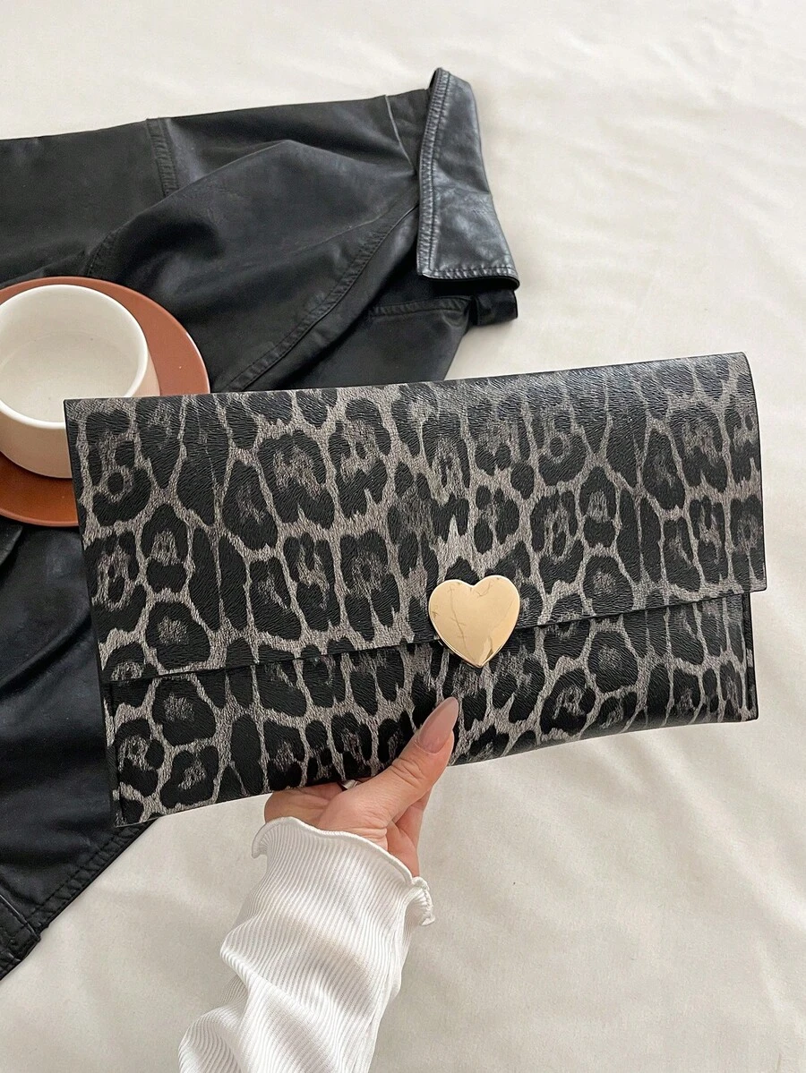 2025 Summer New Personalized Envelope Clutch Bag, Cow Print & Leopard Print Stylish Chic Handbag For Women