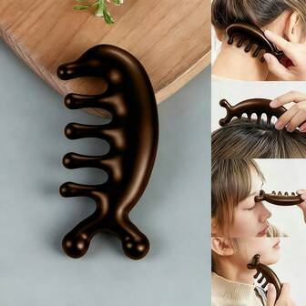 1 Dolphin-Shaped Massage Comb - 5-Tooth Meridian Relaxing Hairbrush For Relaxing The Scalp And Relieving Stress; Massage Tool, Made Of Resin.