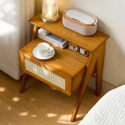 Modern Bedside Table With Drawer And Open Shelf Minimalist And Practical End Side Table With Storage For Bedroom And Living Room