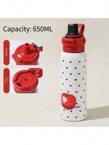 316不锈钢耐用650毫升双吸嘴保温真空水杯大容量保温水瓶运动办公 - 彩色 - 查看 8