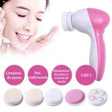 Cepillo de limpieza facial eléctrico 5 en 1, masajeador facial de belleza, limpiador facial, herramienta de masaje adecuada para diferentes tipos de piel - Rosa - Ver 7