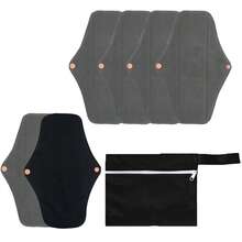 Absorvente menstrual noturno de pano reutilizável e lavável com mini bolsa impermeável (preto)